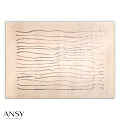 Modern Square Area Rug With Beige Background And Gray Wavy Lines Design