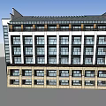 Modern Hotel Building Exterior With Glass Windows And Traditional Roof Design