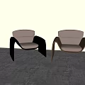 Modern Leisure Accent Chairs With Transparent Brown And Dark Frames Light Beige Cushions