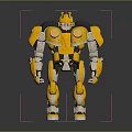 Yellow Humanoid Robot Character With Mechanical Armor And Shiny Surface 3d model