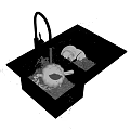 Black Double Bowl Kitchen Sink With Faucet For Washing Dishes And Water Splashing