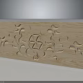 Floral Carved Wooden Panel With Intricate Leaf Flower Designs And Natural Wood Texture