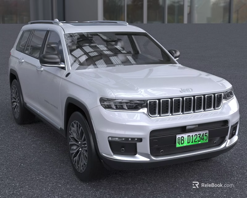 White Jeep SUV Modern Electric Vehicle With Front Grille And Alloy Wheels 3d model 