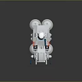 Clone Trooper Game Character Riding White Mechanical Walker With Blue Accents And Red Lights