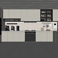 Modern Cream Style Kitchen Kitchenware Stove Refrigerator Kitchen Supplies Cabinet Appliances 3d model