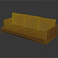 Modern Orange Leather Three Seater Sofa With Metal Legs And Simple Design