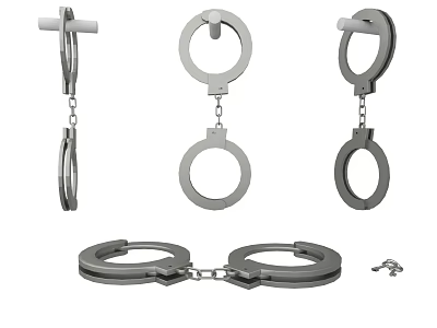 Various Metal Handcuffs With Different Styles Chain Links And Double Rings 3d model
