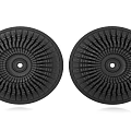 Two Modern Black Round Ceiling Light Panels with Radial Textured Design 3d model
