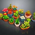 Variety of Succulent Plants in Colorful Shaped Pots for Indoor Garden