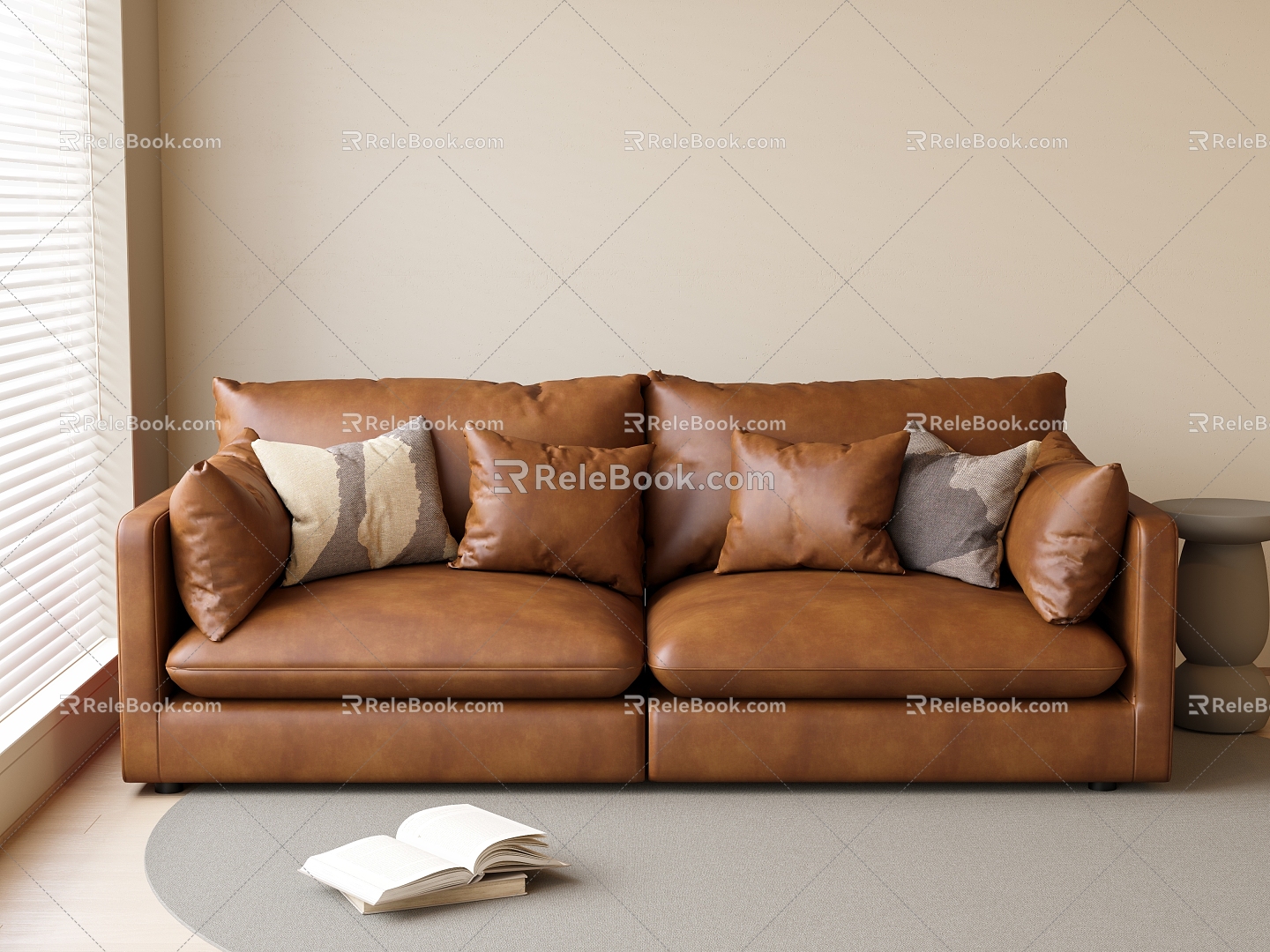 Modern Double Sofa Modern Leather Double Sofa Middle Ancient Sofa Office Sofa Sofa 3d model