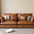 Modern Double Sofa Modern Leather Double Sofa Middle Ancient Sofa Office Sofa Sofa 3d model