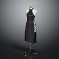 Black Sleeveless Dress With Side Lace Up Details And Halter Neck Design