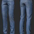 Blue Slim Fit Denim Jeans With Classic Pocket Design Front And Back View Distressed Details