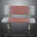 Red And Gray Speckled Bench With Backrest Seat And Light Colored Legs
