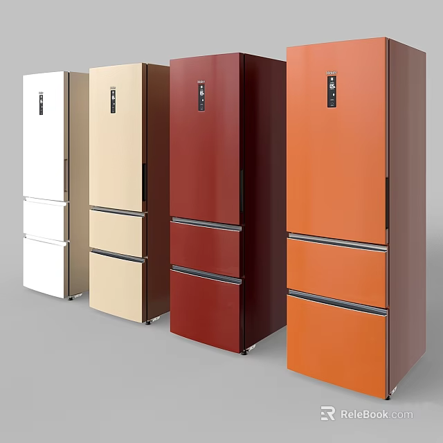 Modern Multi Door Kitchen Refrigerators In Various Colors With Sleek Design 3d model 