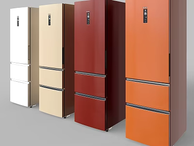 Modern Multi Door Kitchen Refrigerators In Various Colors With Sleek Design 3d model