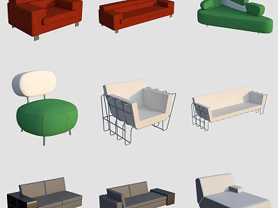 Modern Sofa and Coffee Table Set with Various Colors and Designs for Living Room Decor 3d model