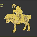 Medieval Knight On Horseback With Full Body Armor Red Axe And Decorative Shield