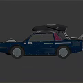 Blue Retro Car With Roof Mounted Device And Antenna Exterior Design Features
