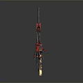 Lego Mechanical Model With Black Red Body Top Long Rods And Yellow Details
