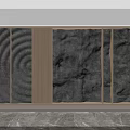 Modern Elegant Background Wall Design With Textured Panels And Wooden Frames 3d model