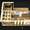 HAERS Exhibition Booth Modern Design With Open Interior Product Displays Counter And People Inside