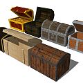 Modern Wooden Chest Treasure Chest 3d model