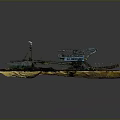 Industrial Construction Site Model With Crane Building And Sandy Terrain Details