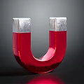 Shiny Red Metallic Horseshoe Magnet With Silver Ends On Dark Background