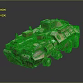 Rusty Armored Vehicle With Worn Tires Stacked Scrap Parts And Post Apocalyptic Design
