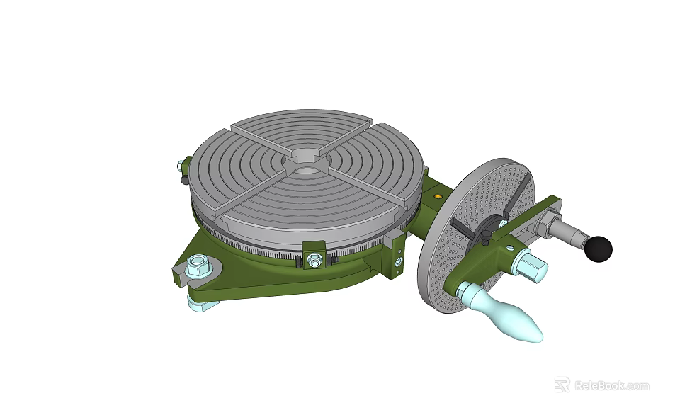 Heavy Duty Metal Rotary Table Hardware Tool With Adjustable Handle For Precision Machining 3d model 
