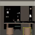 Modern Tea Room Interior With Shelves Tea Sets Table Chair And Stools