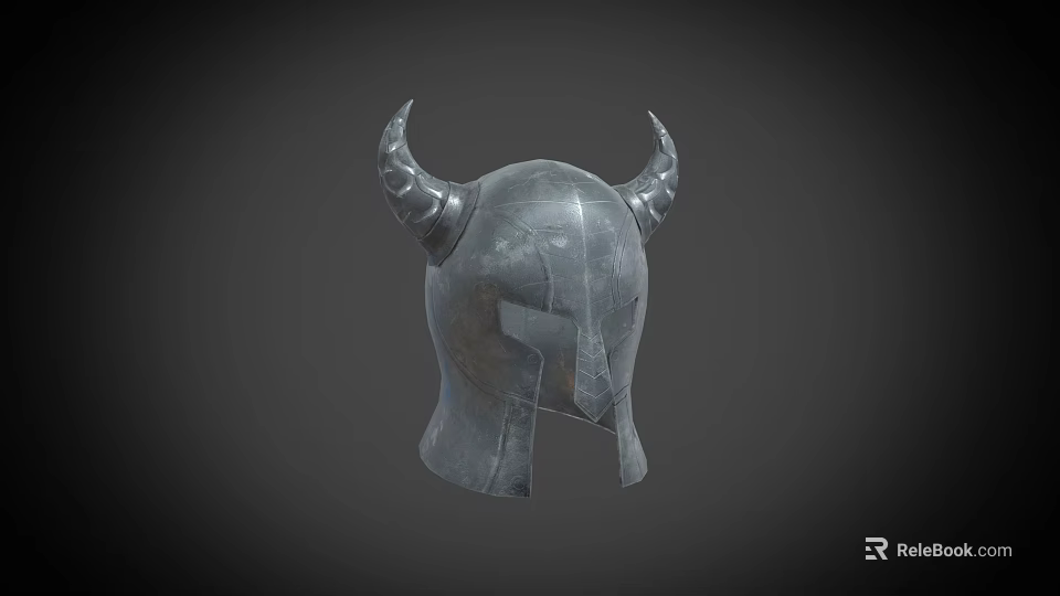Medieval Warrior Weapon Helmet With Two Horns And Durable Metal Construction For Combat Use 3d model 