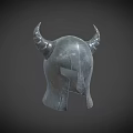 Medieval Warrior Weapon Helmet With Two Horns And Durable Metal Construction For Combat Use