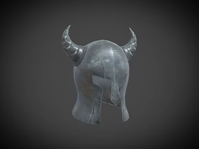 Medieval Warrior Weapon Helmet With Two Horns And Durable Metal Construction For Combat Use 3d model