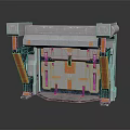 Industrial Modular Mechanical Structure With Gray Frame And Orange Support Panels