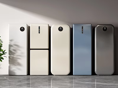 Modern Style Refrigerators With Various Neutral Colors In Home Interior 3d model