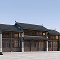 Traditional Chinese Ancient Architecture Featuring Two Story Wooden Structure Black Tiled Roof And Carved Windows
