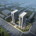 Modern Tall Hotel Building With Glass Facade In Urban Area Surrounded By Roads And Traffic