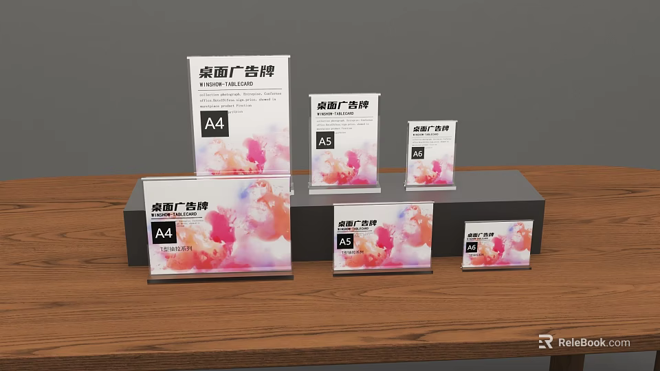 Desktop Billboards In A4 And A5 Sizes With Colorful Floral Design 3d model 