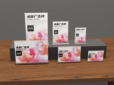 Desktop Billboards In A4 And A5 Sizes With Colorful Floral Design 3d model