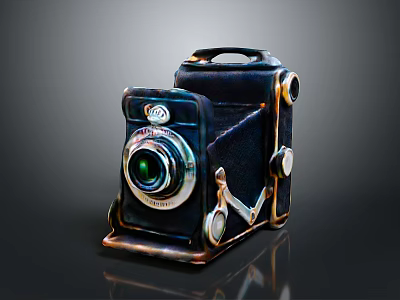 Classic Vintage Camera With Retro Design And Mechanical Electronic Structure Details 3d model