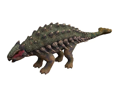 Detailed Ankylosaurus Dinosaur Model Featuring Spiked Back Armored Body And Red Open Mouth 3d model