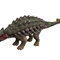 Detailed Ankylosaurus Dinosaur Model Featuring Spiked Back Armored Body And Red Open Mouth