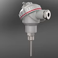 Industrial Temperature Sensor With Gray Housing And Red Stripe Probe
