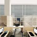 Modern Public Office Area Simple Log Office Space 3d model