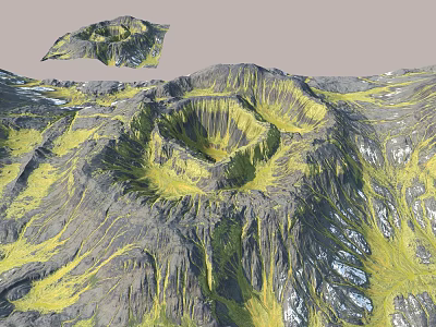 Garden Landscape Design With Yellow Gray Textured Terrain And Natural Undulating Landforms 3d model