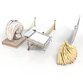Decorative Household Items With Woven Shell Folding Table Canvas Awning And Banana Bunch