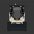 Yellow Gray Skid Steer Loader With Front Bucket Cabin Safety Net Orange Warning Light