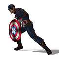 Captain America In Classic Superhero Uniform With Red White Blue Shield And Dynamic Battle Stance